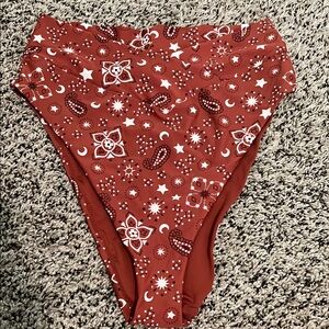 Rust Color Aerie High-Cut Cheeky Crossover Bikini Bottoms